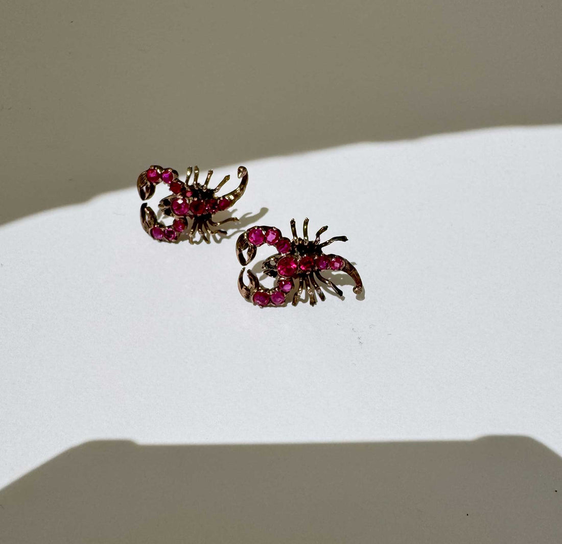 Vintage Ruby Scorpion Earrings