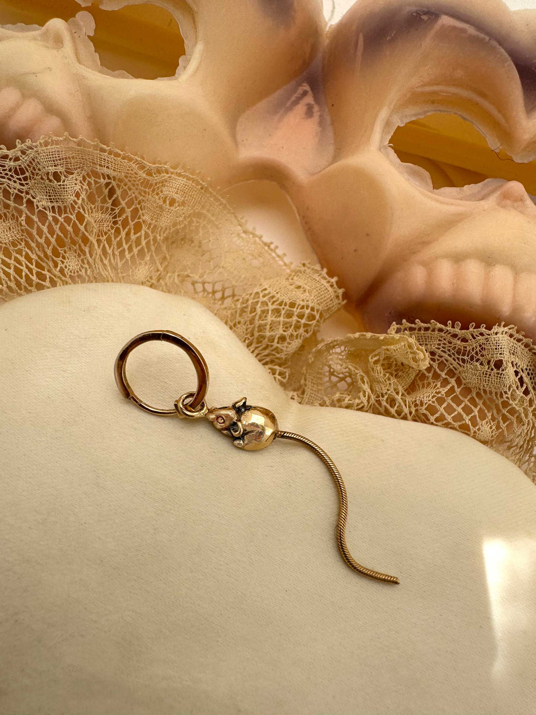 Rat Hoop Earring with Moving Tail