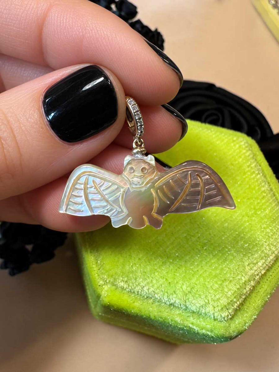 Abalone Bat and 14K Gold & Diamond Charm