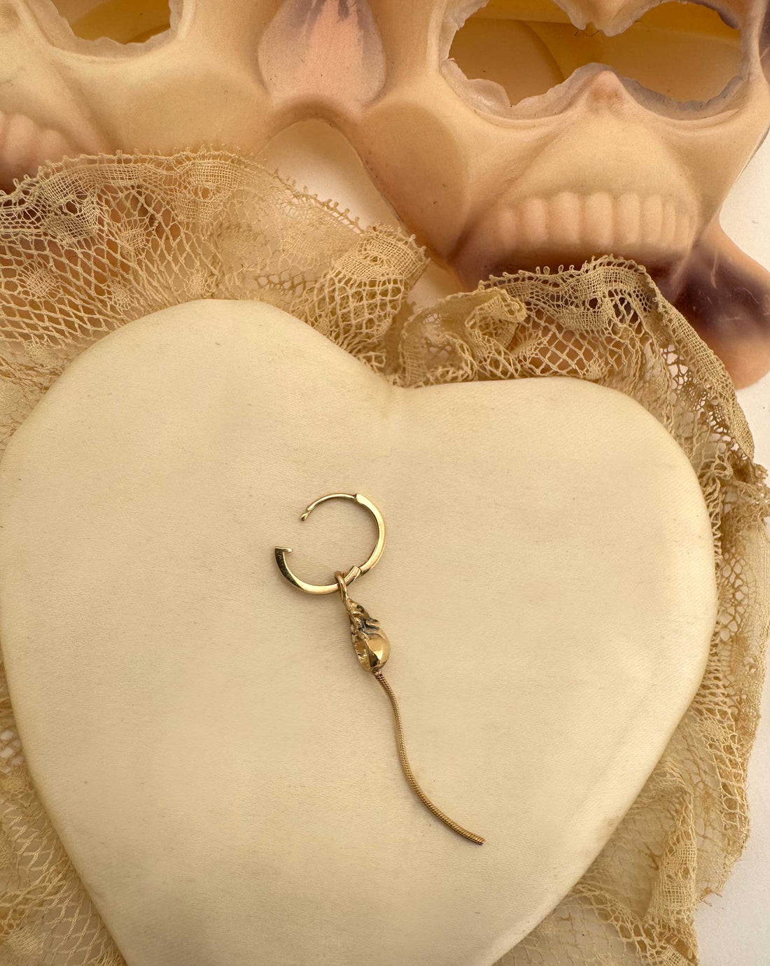 Rat Hoop Earring with Moving Tail