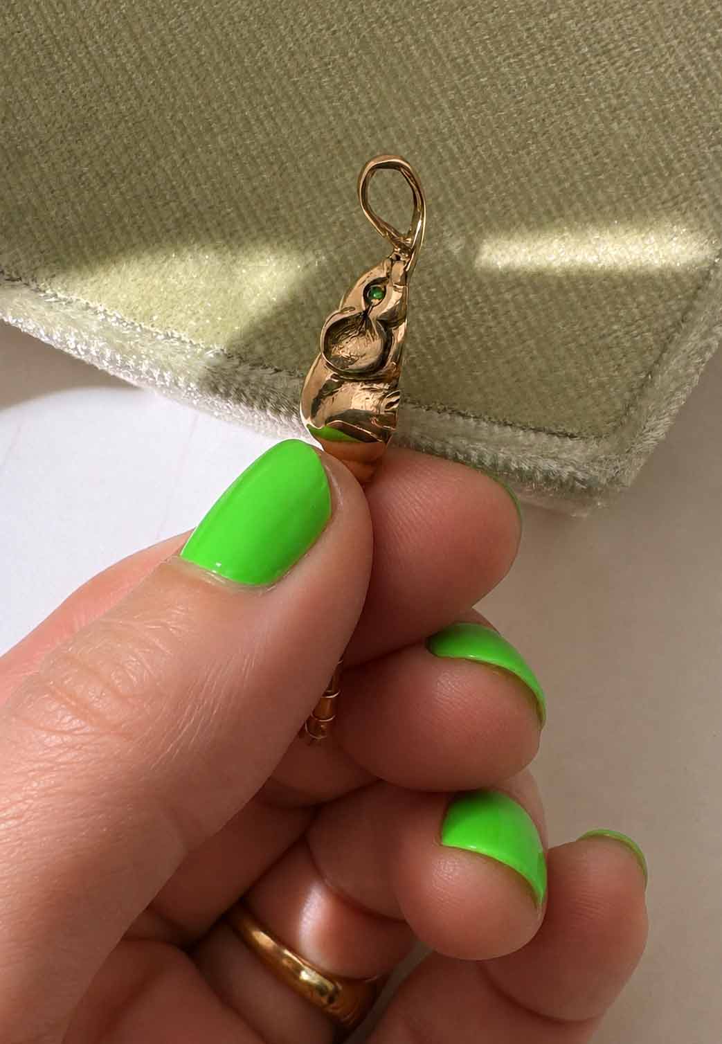 Rat with Articulated Tail in 14K with Emerald Eyes