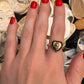 Baby Head Heart Ring with Rose Cut Garnets in 14K Gold